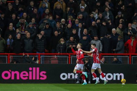 Photo for Tommy Conway of Bristol City celebrates his goal to make it 1-0 during the Emirates FA Cup Third Round Replay match Bristol City vs West Ham United at Ashton Gate, Bristol, United Kingdom, 16th January 2024 - Royalty Free Image