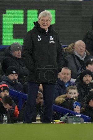 Photo for Roy Hodgson, manager of Crystal Palace watches the game during the Emirates FA Cup Third Round Replay match Everton vs Crystal Palace at Goodison Park, Liverpool, United Kingdom, 17th January 202 - Royalty Free Image