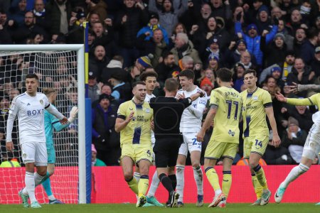 Photo for Referee David Webb awards a penalty to Leeds late in the second half of the Sky Bet Championship match Leeds United vs Preston North End at Elland Road, Leeds, United Kingdom, 21st January 202 - Royalty Free Image