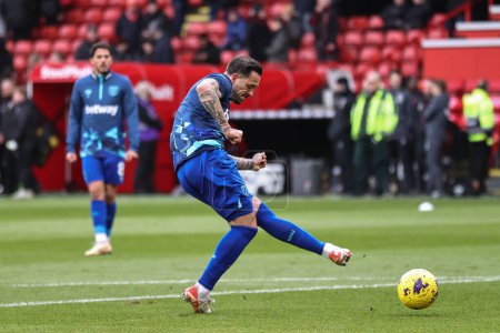 Photo for Danny Ings of West Ham United in the pregame warmup session during the Premier League match Sheffield United vs West Ham United at Bramall Lane, Sheffield, United Kingdom, 21st January 202 - Royalty Free Image