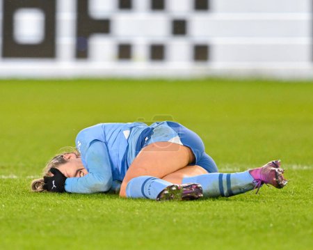 Photo for Lauren Hemp of Manchester City Women goes down with an injury following a clash with Teagan Micah of Liverpool Women, during the The FA Women's Super League match Manchester City Women vs Liverpool Women at Joie Stadium, Manchester, United Kingdom - Royalty Free Image