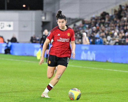 Photo for Luca Garca of Manchester United Women breaks forward with the ball, during the FA Women's League Cup match Manchester City Women vs Manchester United Women at Joie Stadium, Manchester, United Kingdom, 24th January 2024 - Royalty Free Image