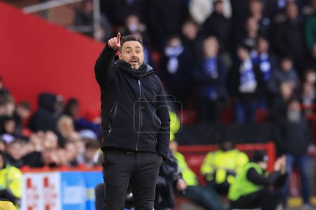 Photo for Roberto De Zerbi the Brighton & Hove Albion manager during the Emirates FA Cup Fourth Round match Sheffield United vs Brighton and Hove Albion at Bramall Lane, Sheffield, United Kingdom, 27th January 202 - Royalty Free Image