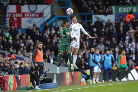 Photo for Mickel Miller of Plymouth Argyle and Jamie Shackleton of Leeds United battle for the ball during the Emirates FA Cup  Fourth Round match Leeds United vs Plymouth Argyle at Elland Road, Leeds, United Kingdom, 27th January 202 - Royalty Free Image