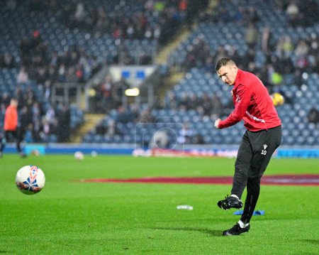Photo for Paul Mullin of Wrexham warms up ahead of the match, during the Emirates FA Cup Fourth Round match Blackburn Rovers vs Wrexham at Ewood Park, Blackburn, United Kingdom, 29th January 202 - Royalty Free Image