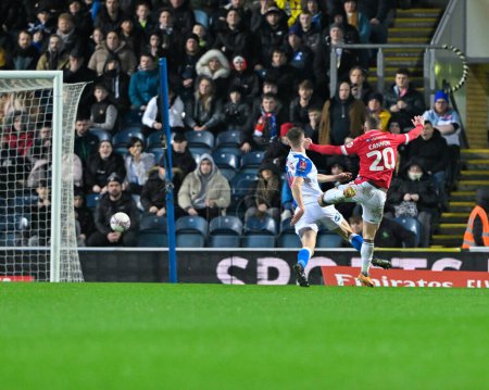 Photo for Andy Cannon of Wrexham strikes the ball to make it 0-1 Wrexham, during the Emirates FA Cup Fourth Round match Blackburn Rovers vs Wrexham at Ewood Park, Blackburn, United Kingdom, 29th January 202 - Royalty Free Image
