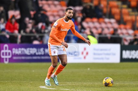 Photo for CJ Hamilton of Blackpool in action during the Sky Bet League 1 match Blackpool vs Charlton Athletic at Bloomfield Road, Blackpool, United Kingdom, 27th January 202 - Royalty Free Image