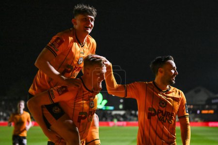 Photo for Will Evans of Newport County scelebrates his goal to make it 2-2during the Emirates FA Cup Fourth Round match Newport County vs Manchester United at Rodney Parade, Newport, United Kingdom, 28th January 202 - Royalty Free Image