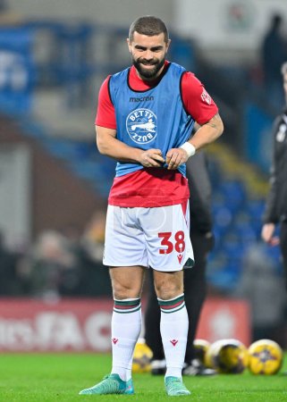 Photo for Elliot Lee of Wrexham warms up ahead of the match, during the Emirates FA Cup Fourth Round match Blackburn Rovers vs Wrexham at Ewood Park, Blackburn, United Kingdom, 29th January 202 - Royalty Free Image