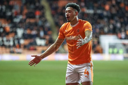 Photo for Jordan Lawrence-Gabriel of Blackpool reacts during the Bristol Street Motors Trophy Quarter Final match Blackpool vs Bolton Wanderers at Bloomfield Road, Blackpool, United Kingdom, 30th January 202 - Royalty Free Image