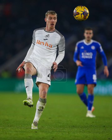 Photo for Jay Fulton of Swansea City in action during the Sky Bet Championship match Leicester City vs Swansea City at King Power Stadium, Leicester, United Kingdom, 30th January 202 - Royalty Free Image
