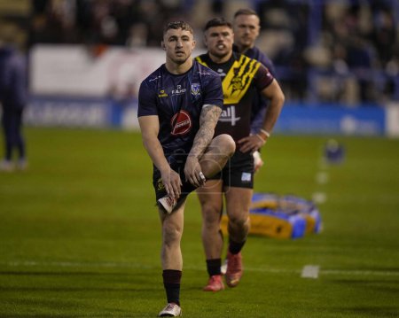 Photo for Sam Powell of Warrington Wolves warms up before the Rugby League Joe Philbin Testimonial match Warrington Wolves vs Leigh Leopards at Halliwell Jones Stadium, Warrington, United Kingdom, 3rd February 2024 - Royalty Free Image