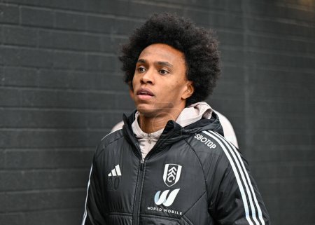 Photo for Willian of Fulham arrives ahead of the match, during the Premier League match Burnley vs Fulham at Turf Moor, Burnley, United Kingdom, 3rd February 202 - Royalty Free Image