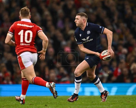 Photo for Finn Russell of Scotland in action during the 2024 Guinness 6 Nations match Wales vs Scotland at Principality Stadium, Cardiff, United Kingdom, 3rd February 202 - Royalty Free Image