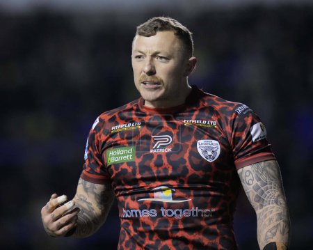 Photo for Josh Charnley of Leigh Leopards during the Rugby League Joe Philbin Testimonial match Warrington Wolves vs Leigh Leopards at Halliwell Jones Stadium, Warrington, United Kingdom, 3rd February 202 - Royalty Free Image