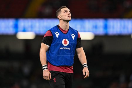 Photo for George North of Wales during pre match warm up ahead of the 2024 Guinness 6 Nations match Wales vs Scotland at Principality Stadium, Cardiff, United Kingdom, 3rd February 202 - Royalty Free Image