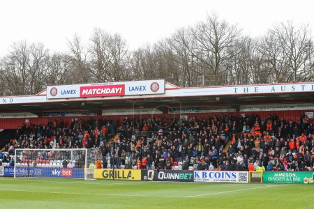 Photo for Blackpool fans during the Sky Bet League 1 match Stevenage vs Blackpool at Lamex Stadium, Stevenage, United Kingdom, 3rd February 202 - Royalty Free Image