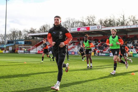 Photo for James Husband #3 of Blackpool during the pre-game warm up ahead of the Sky Bet League 1 match Stevenage vs Blackpool at Lamex Stadium, Stevenage, United Kingdom, 3rd February 202 - Royalty Free Image