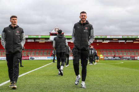 Photo for Richard O'Donnell #1 of Blackpool arrives ahead of the Sky Bet League 1 match Stevenage vs Blackpool at Lamex Stadium, Stevenage, United Kingdom, 3rd February 202 - Royalty Free Image
