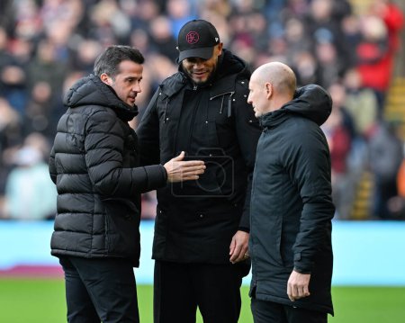 Photo for The two managers Marco Silva manager of Fulham and Vincent Kompany manager of Burnley meet ahead of kick off, during the Premier League match Burnley vs Fulham at Turf Moor, Burnley, United Kingdom, 3rd February 202 - Royalty Free Image
