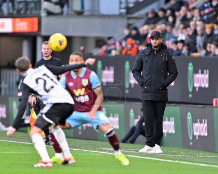 Photo for Vincent Kompany manager of Burnley watches on, during the Premier League match Burnley vs Fulham at Turf Moor, Burnley, United Kingdom, 3rd February 202 - Royalty Free Image