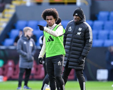 Photo for Willian of Fulham warms up ahead of the match, during the Premier League match Burnley vs Fulham at Turf Moor, Burnley, United Kingdom, 3rd February 202 - Royalty Free Image