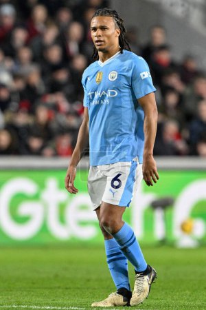 Photo for Nathan Ak of Manchester City during the Premier League match Brentford vs Manchester City at The Gtech Community Stadium, London, United Kingdom, 5th February 2024 - Royalty Free Image