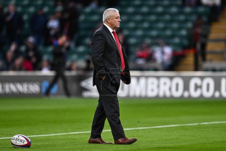 Photo for Warren Gatland Head Coach of Wales during pre match warm up ahead of the 2024 Guinness 6 Nations match England vs Wales at Twickenham Stadium, Twickenham, United Kingdom, 10th February 202 - Royalty Free Image