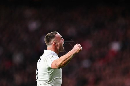 Photo for Ben Earl of England celebrates a turn over during the 2024 Guinness 6 Nations match England vs Wales at Twickenham Stadium, Twickenham, United Kingdom, 10th February 202 - Royalty Free Image
