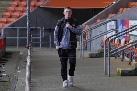 Photo for Andy Lyons of Blackpool arrives at the stadium before the Sky Bet League 1 match Blackpool vs Oxford United at Bloomfield Road, Blackpool, United Kingdom, 10th February 202 - Royalty Free Image