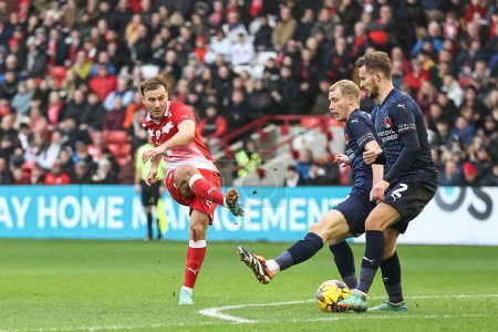 Photo for Herbie Kane of Barnsley shoots on goal during the Sky Bet League 1 match Barnsley vs Leyton Orient at Oakwell, Barnsley, United Kingdom, 10th February 202 - Royalty Free Image