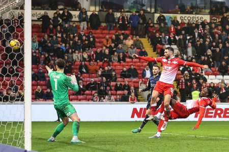 Photo for Adam Phillips of Barnsley scores to make it 2-1 during the Sky Bet League 1 match Barnsley vs Leyton Orient at Oakwell, Barnsley, United Kingdom, 10th February 202 - Royalty Free Image