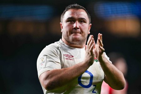 Photo for Jamie George of England applauds to the fans at the end of the 2024 Guinness 6 Nations match England vs Wales at Twickenham Stadium, Twickenham, United Kingdom, 10th February 202 - Royalty Free Image
