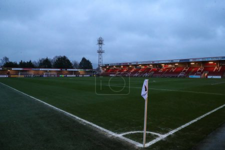 Photo for A general view inside of The Completely-Suzuki Stadium, home of Cheltenham Town ahead of the Sky Bet League 1 match Cheltenham Town vs Blackpool at The Completely-Suzuki Stadium, Cheltenham, United Kingdom, 13th February 202 - Royalty Free Image