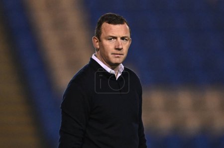Photo for Neill Collins Manager of Barnsley arrives ahead of the Sky Bet League 1 match Shrewsbury Town vs Barnsley at Croud Meadow, Shrewsbury, United Kingdom, 13th February 202 - Royalty Free Image