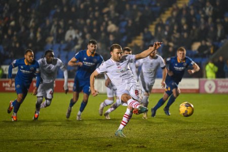 Photo for Herbie Kane of Barnsley scores to make it  it 1-1 during the Sky Bet League 1 match Shrewsbury Town vs Barnsley at Croud Meadow, Shrewsbury, United Kingdom, 13th February 202 - Royalty Free Image