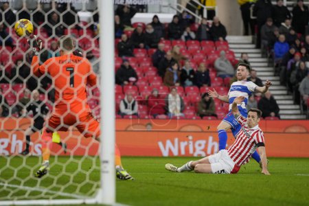 Photo for Paul Smyth of QPR shoots at the Stoke City goal during the Sky Bet Championship match Stoke City vs Queens Park Rangers at Bet365 Stadium, Stoke-on-Trent, United Kingdom, 14th February 202 - Royalty Free Image