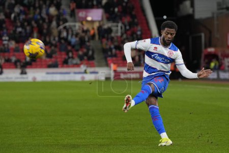Photo for Kenneth Paal of QPR crosses the ball during the Sky Bet Championship match Stoke City vs Queens Park Rangers at Bet365 Stadium, Stoke-on-Trent, United Kingdom, 14th February 202 - Royalty Free Image