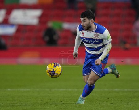 Photo for Ilias Chair of QPR makes a break during the Sky Bet Championship match Stoke City vs Queens Park Rangers at Bet365 Stadium, Stoke-on-Trent, United Kingdom, 14th February 202 - Royalty Free Image