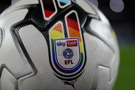 Photo for The PUMA Orbita Rainbow match ball ahead of the Sky Bet Championship match West Bromwich Albion vs Southampton at The Hawthorns, West Bromwich, United Kingdom, 16th February 202 - Royalty Free Image