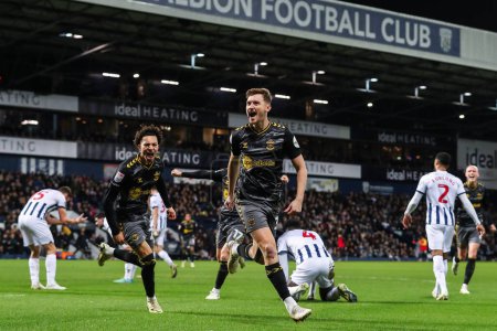 Photo for David Brooks of Southampton celebrates his goal to make it 0-2 during the Sky Bet Championship match West Bromwich Albion vs Southampton at The Hawthorns, West Bromwich, United Kingdom, 16th February 202 - Royalty Free Image