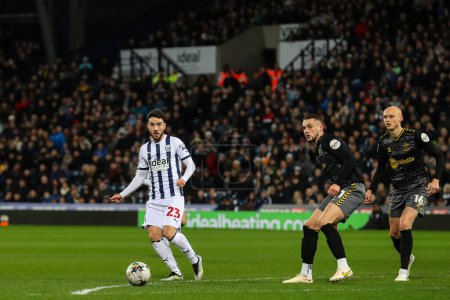 Photo for Mikey Johnston of West Bromwich Albion passes the ball during the Sky Bet Championship match West Bromwich Albion vs Southampton at The Hawthorns, West Bromwich, United Kingdom, 16th February 202 - Royalty Free Image