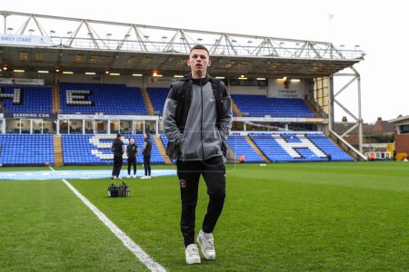 Photo for Andy Lyons of Blackpool arrives ahead of the Sky Bet League 1 match Peterborough United vs Blackpool at Weston Homes Stadium, Peterborough, United Kingdom, 17th February 202 - Royalty Free Image