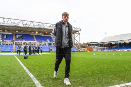 Photo for Daniel Grimshaw of Blackpool arrives ahead of the Sky Bet League 1 match Peterborough United vs Blackpool at Weston Homes Stadium, Peterborough, United Kingdom, 17th February 202 - Royalty Free Image