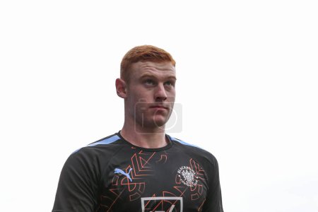 Photo for Mackenzie Chapman of Blackpool during the pre-game warm up ahead of the Sky Bet League 1 match Peterborough United vs Blackpool at Weston Homes Stadium, Peterborough, United Kingdom, 17th February 202 - Royalty Free Image