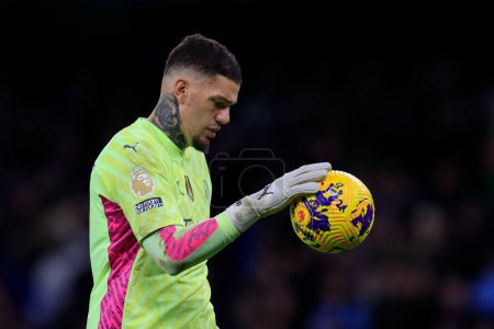 Photo for Ederson of Manchester City during the Premier League match Manchester City vs Chelsea at Etihad Stadium, Manchester, United Kingdom, 17th February 202 - Royalty Free Image