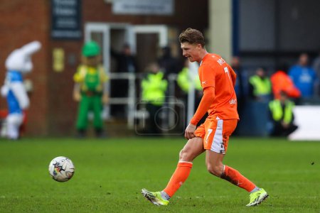 Photo for George Byers of Blackpool passes the ball during the Sky Bet League 1 match Peterborough United vs Blackpool at Weston Homes Stadium, Peterborough, United Kingdom, 17th February 202 - Royalty Free Image
