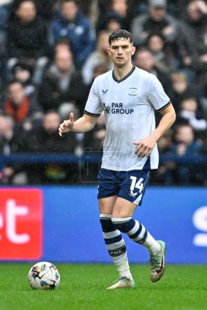 Photo for Jordan Storey of Preston North End in action, during the Sky Bet Championship match Preston North End vs Blackburn Rovers at Deepdale, Preston, United Kingdom, 17th February 202 - Royalty Free Image
