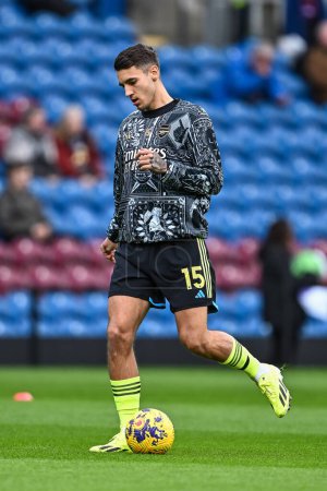 Photo for Jakub Kiwior of Arsenal during the pre-game warmup ahead of the Premier League match Burnley vs Arsenal at Turf Moor, Burnley, United Kingdom, 17th February 202 - Royalty Free Image