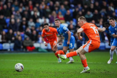 Photo for Shayne Lavery of Blackpool scores a penalty to make it 1-1 during the Sky Bet League 1 match Peterborough United vs Blackpool at Weston Homes Stadium, Peterborough, United Kingdom, 17th February 202 - Royalty Free Image